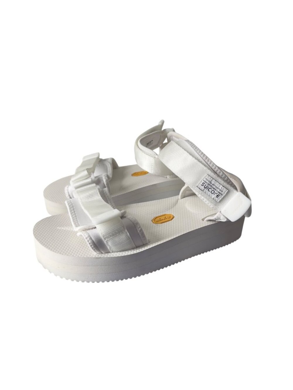 SUICOKE White CEL-VPO Platform Vibram Sole Sandals Womens Size 8.5